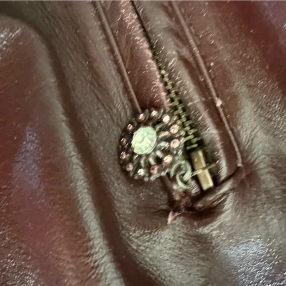 Hennessy 1765 Vintage Burgundy Leather Jacket with Belt - Picture 8 of 15